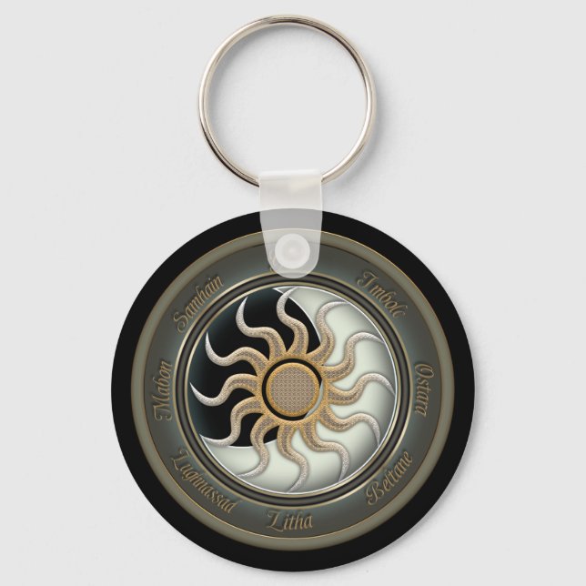 Chaveiro Sun e Moon Pagan Wheel (Frente)