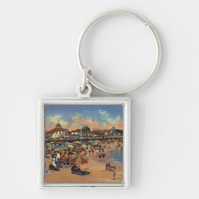 Chaveiro Sunbathers & Swimmers em Boardwalk & Beach (Frente)