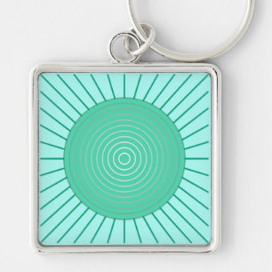 Chaveiro Sunburst Geométrico Moderno - Aqua e Seafoam Green