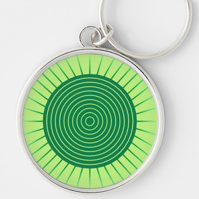 Chaveiro Sunburst Geométrico Moderno - Emerald Green e Limã (Frente)