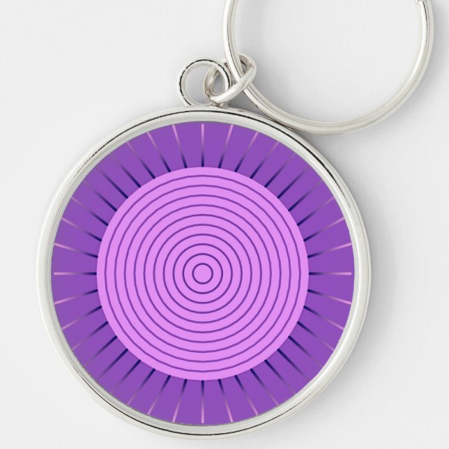 Chaveiro Sunburst Geométrico Moderno - Roxo Ametista (Frente)