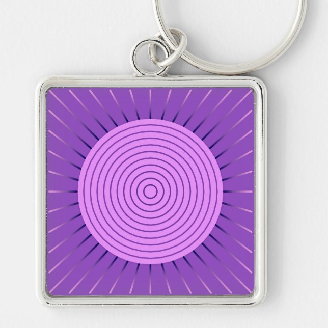 Chaveiro Sunburst Geométrico Moderno - Roxo Ametista (Frente)