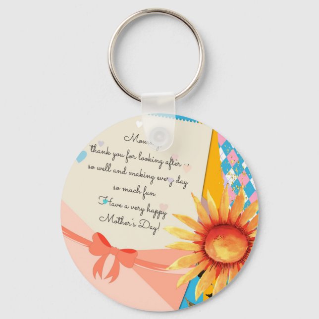 Chaveiro Sunflower Floral Letter Envelope Mother's Day (Frente)