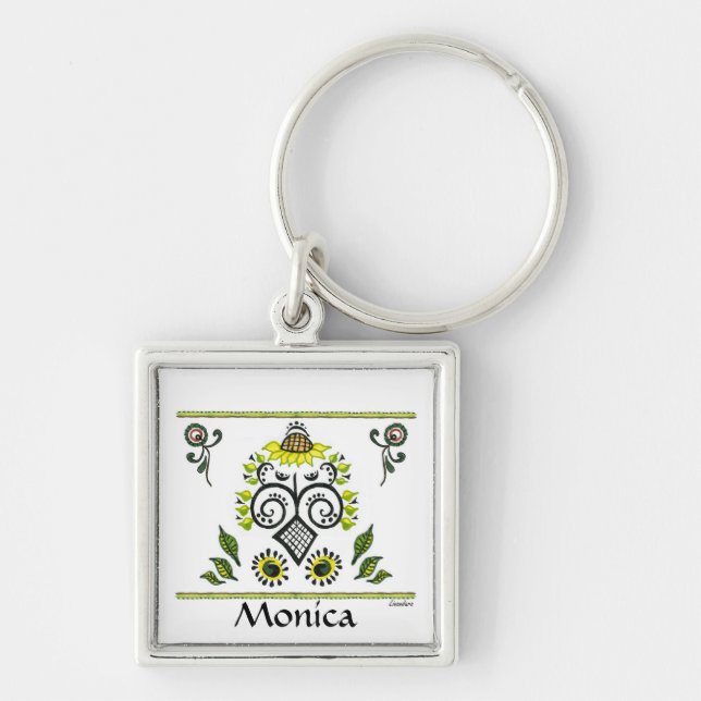 Chaveiro Sunflower Folk Art Name Keyring, de Alexandra Cook (Frente)