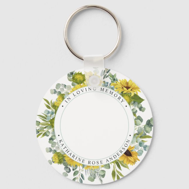 Chaveiro Sunflower In Loving Memory Foto Memorial Funeral (Frente)