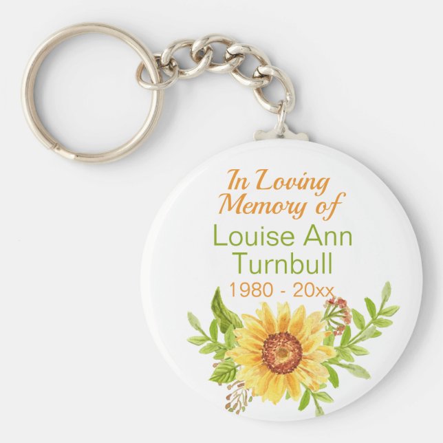 Chaveiro Sunflower Memorial in Loving Memory of (Frente)