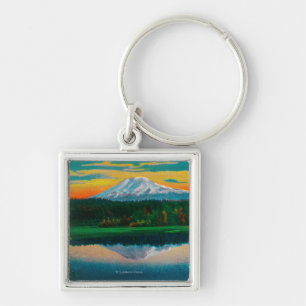 Chaveiro Sunrise no Monte Adams no Lago Trout, WA