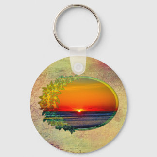 Chaveiro Sunrise sobre Oval Atlântica com Flores