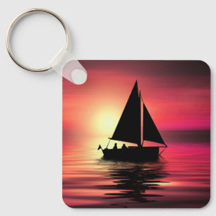 Chaveiro Sunset, Barco à vela no mar-39186