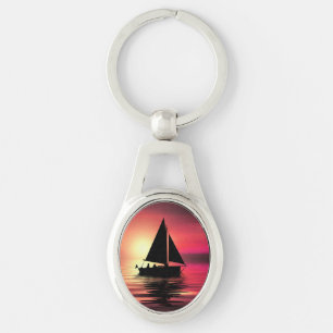 Chaveiro Sunset, Barco à vela no mar-39186