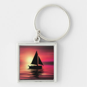 Chaveiro Sunset, Barco à vela no mar-39186