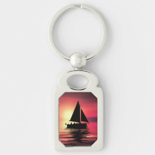 Chaveiro Sunset, Barco à vela no mar-39186