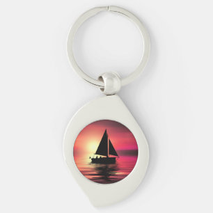 Chaveiro Sunset, Barco à vela no mar-39186