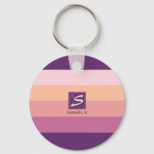 Chaveiro Sunset Color Palette Stripe Monogram