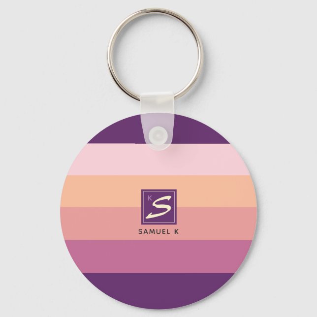 Chaveiro Sunset Color Palette Stripe Monogram (Frente)
