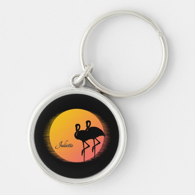 Chaveiro Sunset Flamingos Pessoal com Nome (Frente)