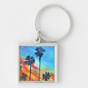 Chaveiro Sunset Palm tree surf arte