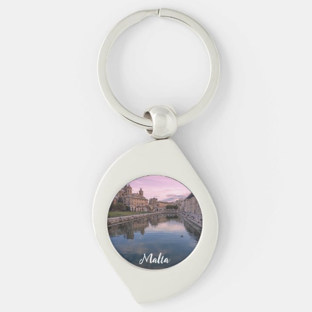 Chaveiro Sunset sobre pequeno canal em Cospicua, Malta (Frente)