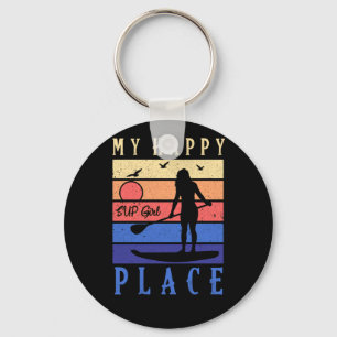 Chaveiro SUP Girl My Happy Place Water Stand Paddle Conselh