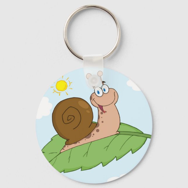 Chaveiro Super Caracol Sorridente na Folha (Frente)