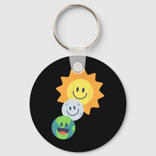 Chaveiro Super Cute Earth Moon Sun Solar Eclipse 2024 Engra (Frente)