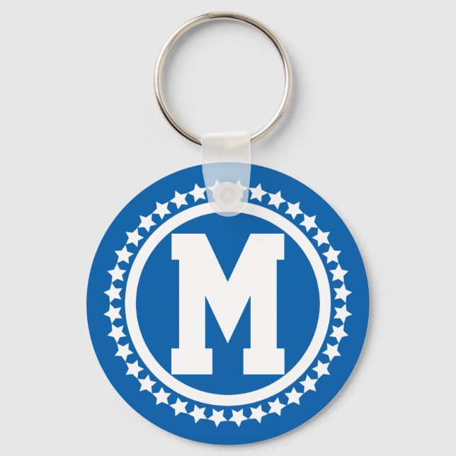 Chaveiro Super Estrela Azul Monograma (Frente)
