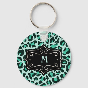 Chaveiro Super Legal Azul Água Azul Estampa de Leopardo Mon