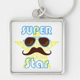 Chaveiro Super Star de óculos de sol e bigode