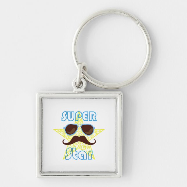 Chaveiro Super Star de óculos de sol e bigode (Frente)