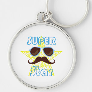 Chaveiro Super Star de óculos de sol e bigode