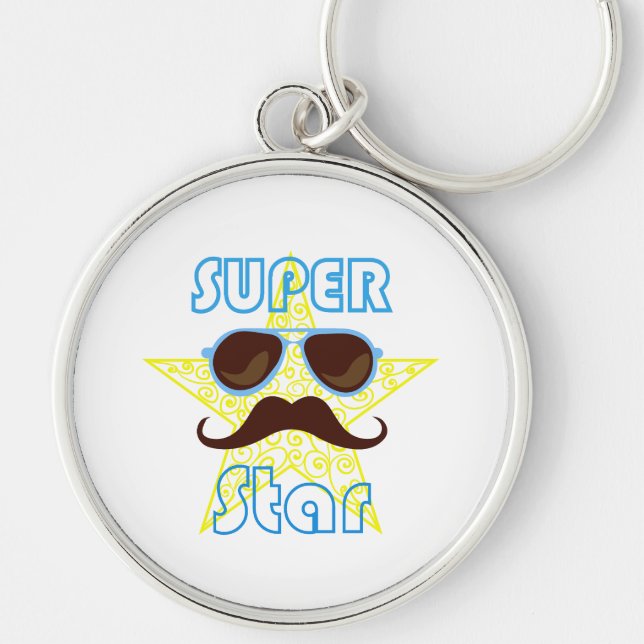 Chaveiro Super Star de óculos de sol e bigode (Frente)