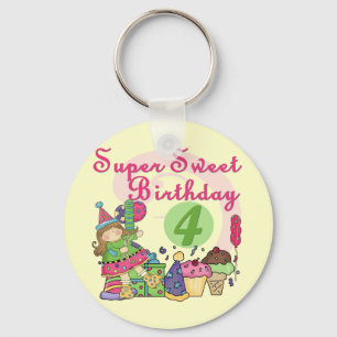Chaveiro Super Sweet 4th Birthday T-shirts e presentes