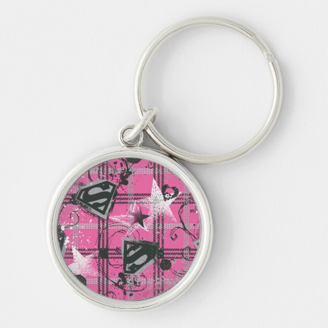 Chaveiro Supergirl Pink Splatter Square (Frente)