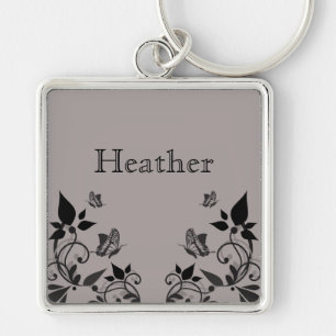 Chaveiro superior floral da borboleta do ébano