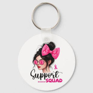 Chaveiro Suportar Cancer De Mama Rosa Rosa Midra Com Bun Sm