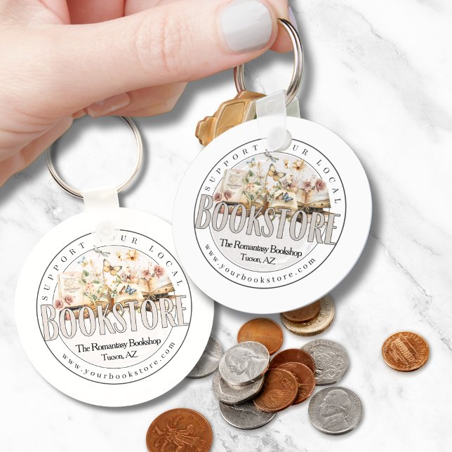 Chaveiro Suportar o cliente do clube de livros da livraria  (custom personalized book store bookshop keychains for marketing advertising book club shop local)
