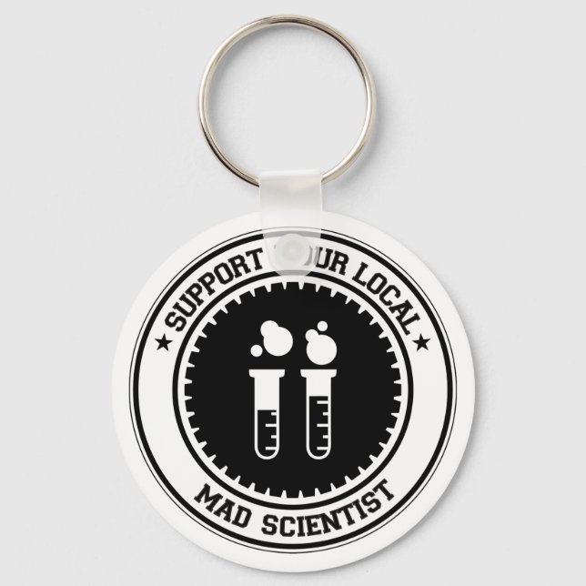 Chaveiro Suportar seu cientista louco local (Frente)