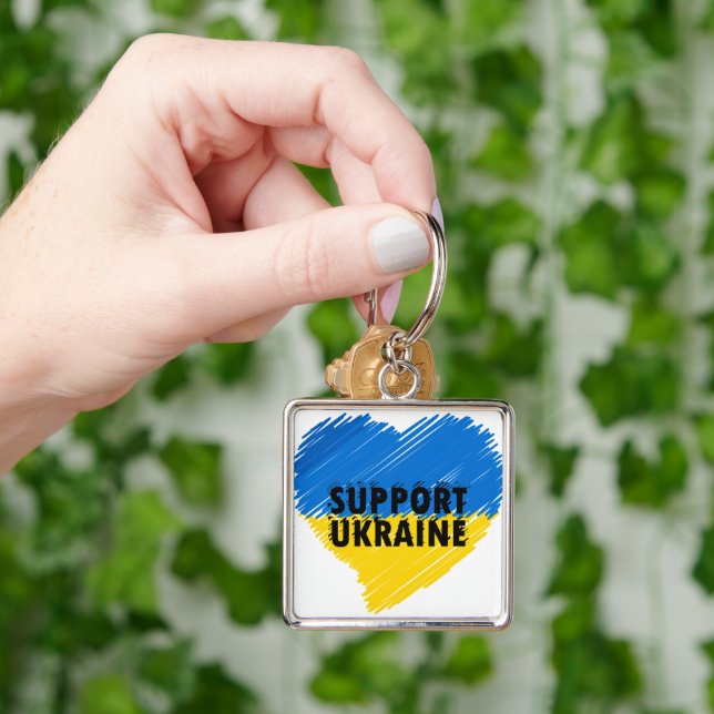 CHAVEIRO SUPORTE A AZUL E AMARELO UCRÂNIA CORAÇÃO (Mão)