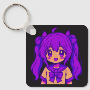 Chaveiro Suporte de Chave e Enfeite de Bolsa Menina Anime d
