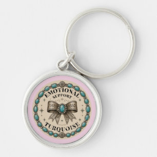 Chaveiro Suporte Emocional Turquesa Design Western