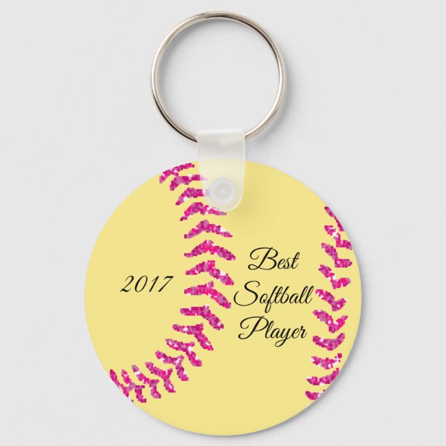 Chaveiro Suportes De Softball Com Minúscula Rosa (Frente)