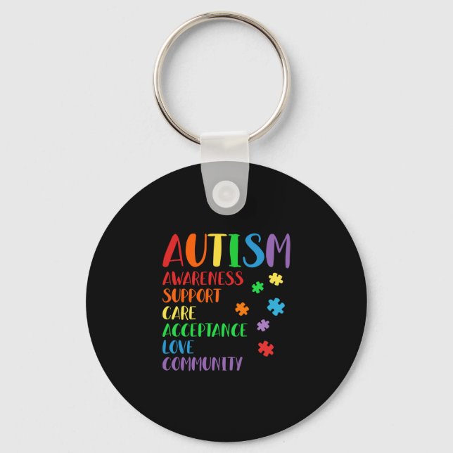 Chaveiro Support Care Acceptance Ally Autism Awareness (Frente)