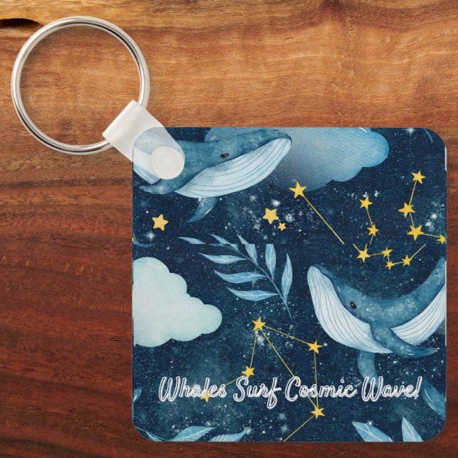 Chaveiro Surf de baleias Ondas Cósmicas Constelação Azul De (Frente)