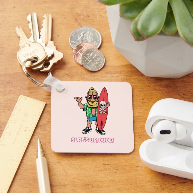 Chaveiro Surf’s Up Dude Bearded Cartoon Surfer (Mesa)