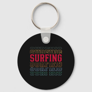 Chaveiro Surfando Texto Camadas Divertido Surfista Treinado