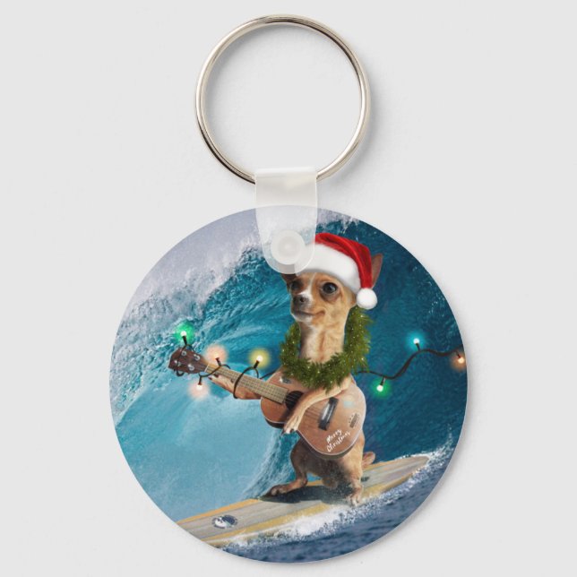 Chaveiro Surfe em Chihuahua no Natal (Frente)