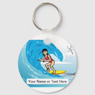Chaveiro Surfer - Cartoon feminino: PrintedPerfection.com