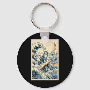 Chaveiro Surfing Cat Hokusai Excelente Wave Off Kanagawa Ja