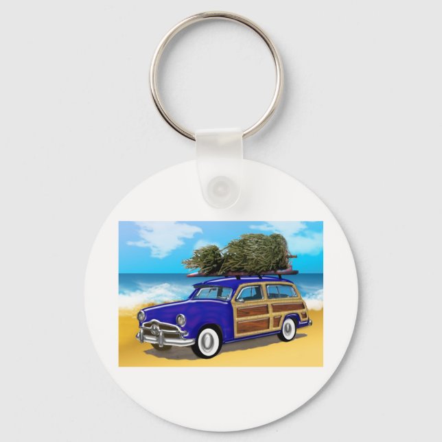 Chaveiro Surfing Woodie com Árvore de Natal (Frente)