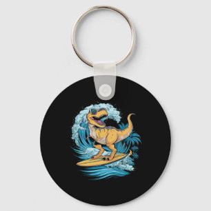 Chaveiro Surfista de Dinossauro T-rex na Praia